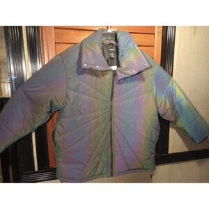Forever 21 nwt men's puffer gray metallic full zip jacket size XXL